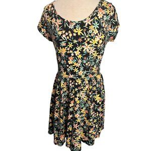 Decree XL Floral Cutout Back Dress Midi Length Stretch Summer Casual